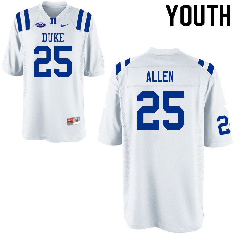 Youth #25 RaShawn Allen Duke Blue Devils College Football Jerseys Sale-White - Click Image to Close